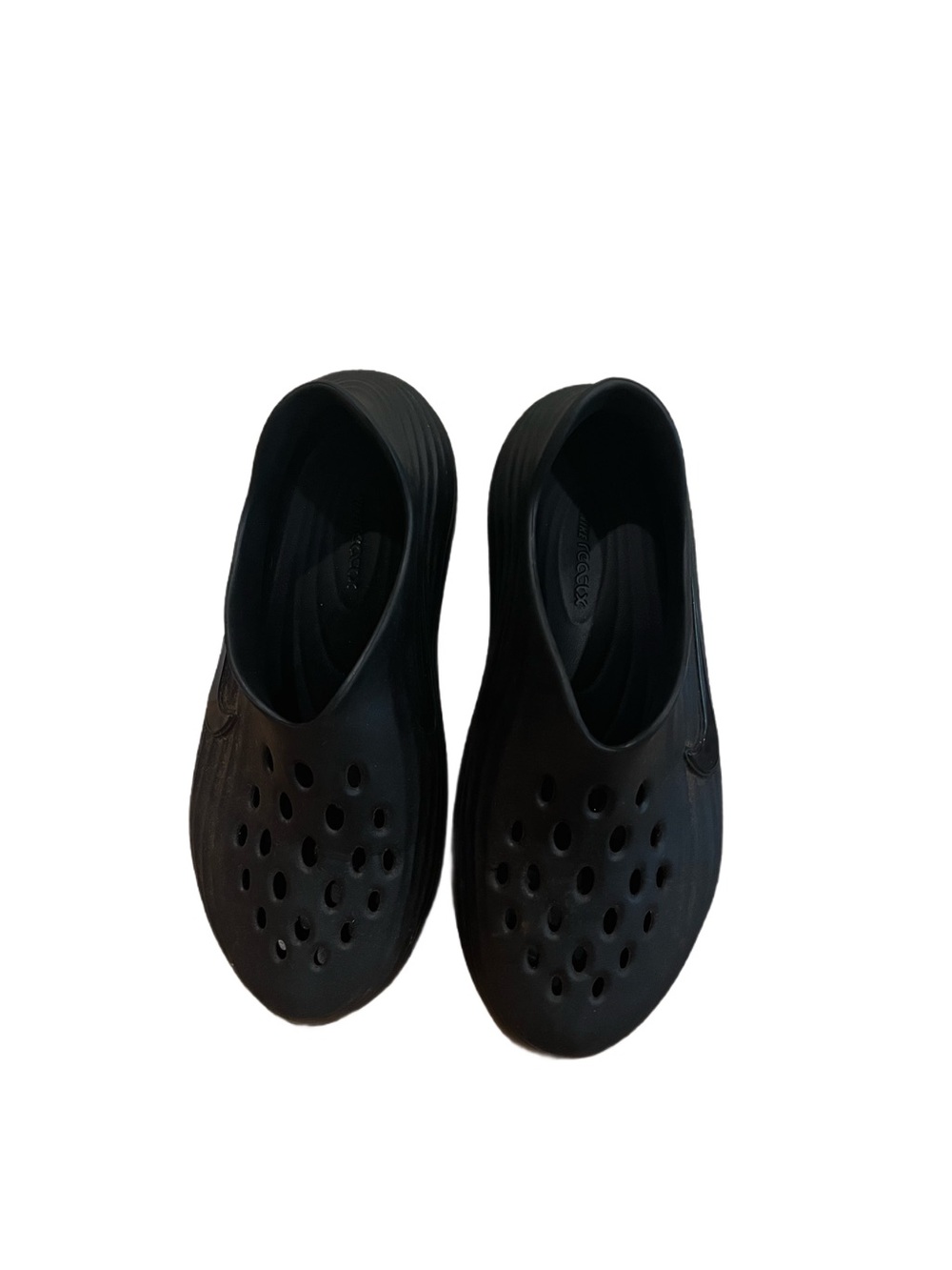 Size 9.5 ?- Nike ReactX Rejuven 8 Triple Black slip On Clogs Perforated Holes